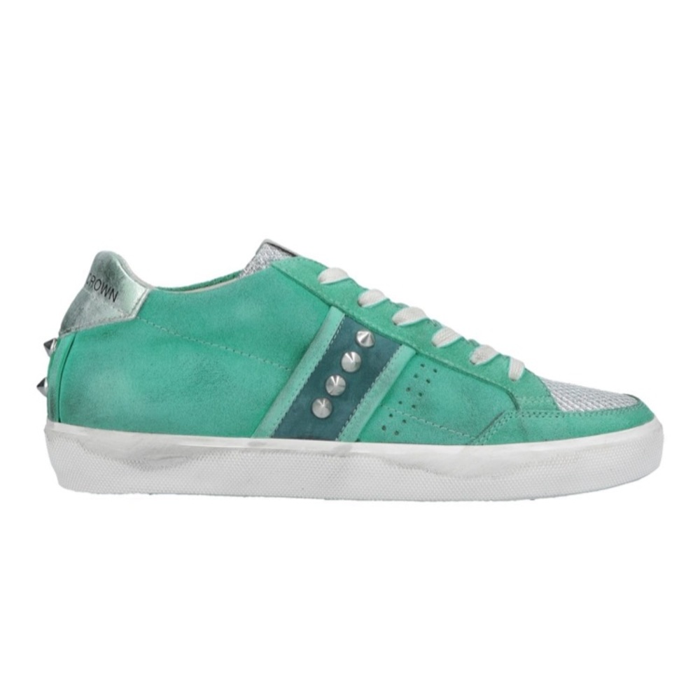 Leather Crown suede and spiked sneakers NEW